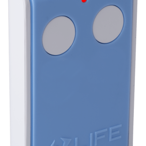 MAXI2 Radiozender met 2 kanalen op 433,92 MHz frequentie. Codering LIFE Rolling code. 12V alkaline batterij.