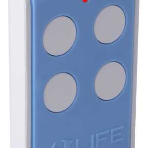 MAXI4 Radiozender met 4 kanalen op 433,92 MHz frequentie. Codering LIFE Rolling code. 12V alkaline batterij.